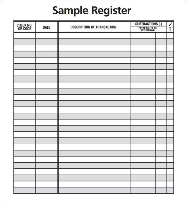 Check register template for mac
